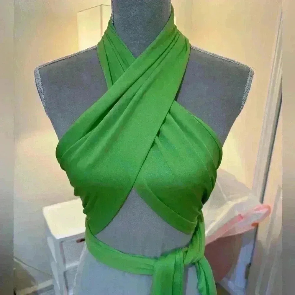 Princess Polly lime green multiway wrap top size 8